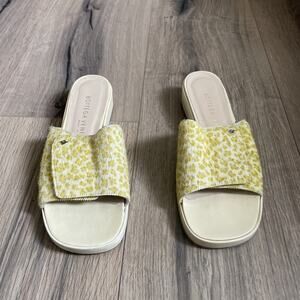 BOTTEGA VENETA Y2K Size 5.5 Green Yellow Pony Hair Cheetah Slides Sandals